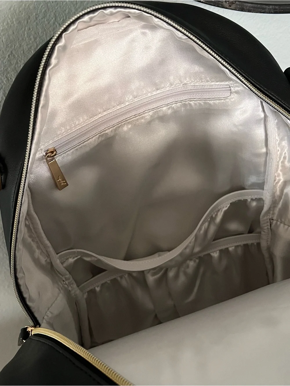 Ju-Ju-Be Black Faux Leather Backpack Baby Bag (Jujube Diaper Bag) NEW